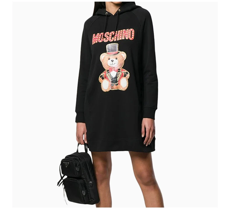 商品Moschino|Moschino 莫斯奇诺 黑色女士卫衣式连衣裙 EV0453-0527-3555,价格¥3379,第7张图片详细描述
