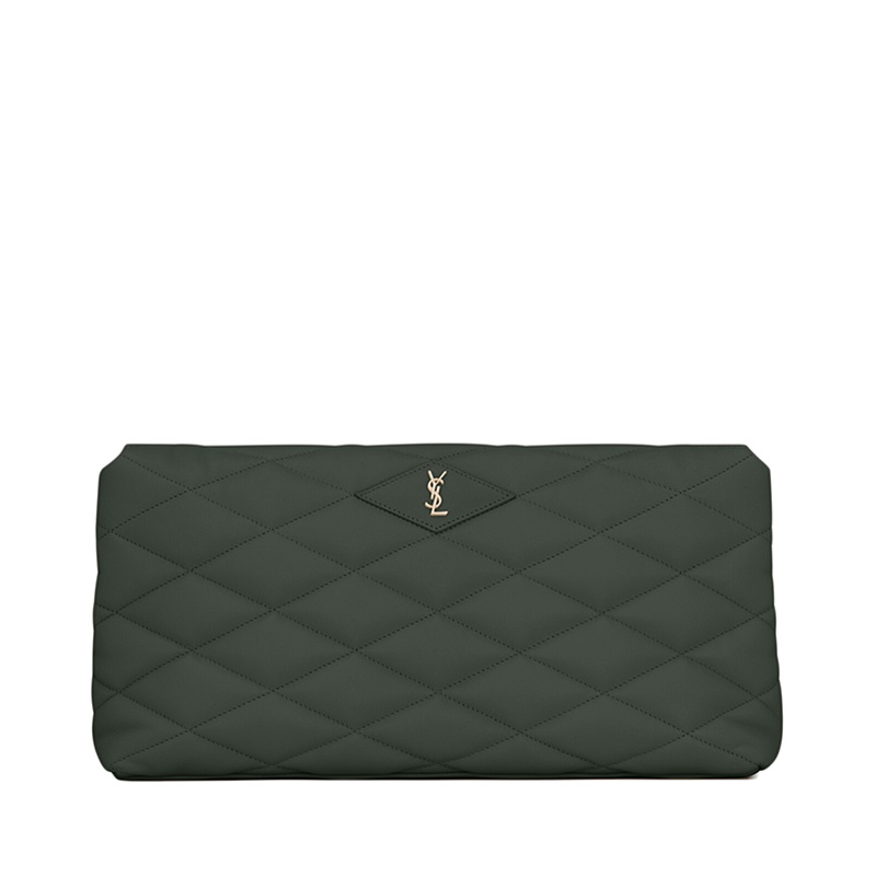 商品Yves Saint Laurent|SAINT LAURENT PARIS/圣罗兰 YSL  SADE系列 女士深绿色绗缝羊皮革翻盖信封手拿包,价格¥11156,第2张图片详细描述