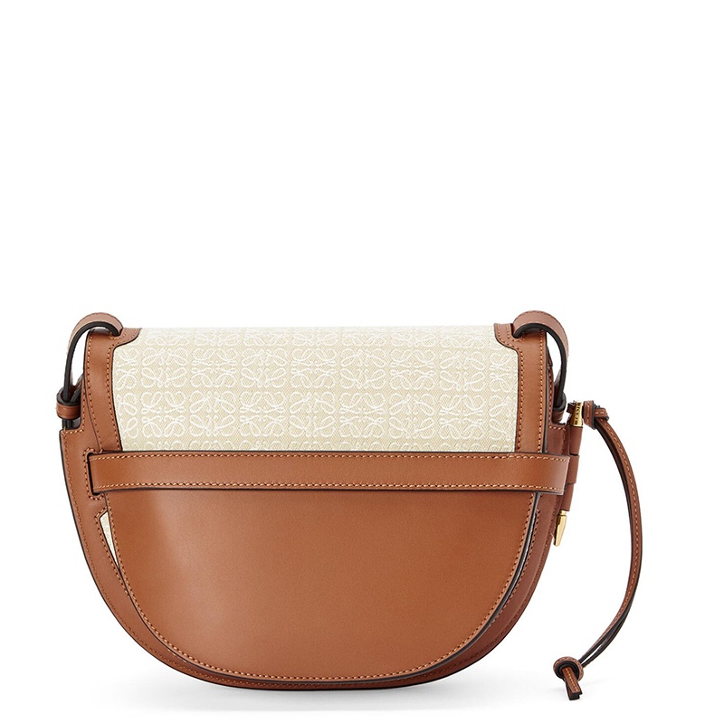商品Loewe|LOEWE/罗意威 21秋冬款 Gate系列  女士小号米色/棕褐色徽标提花小牛皮翻盖单肩斜跨包A650T20X37-2426,价格¥13321,第4张图片详细描述