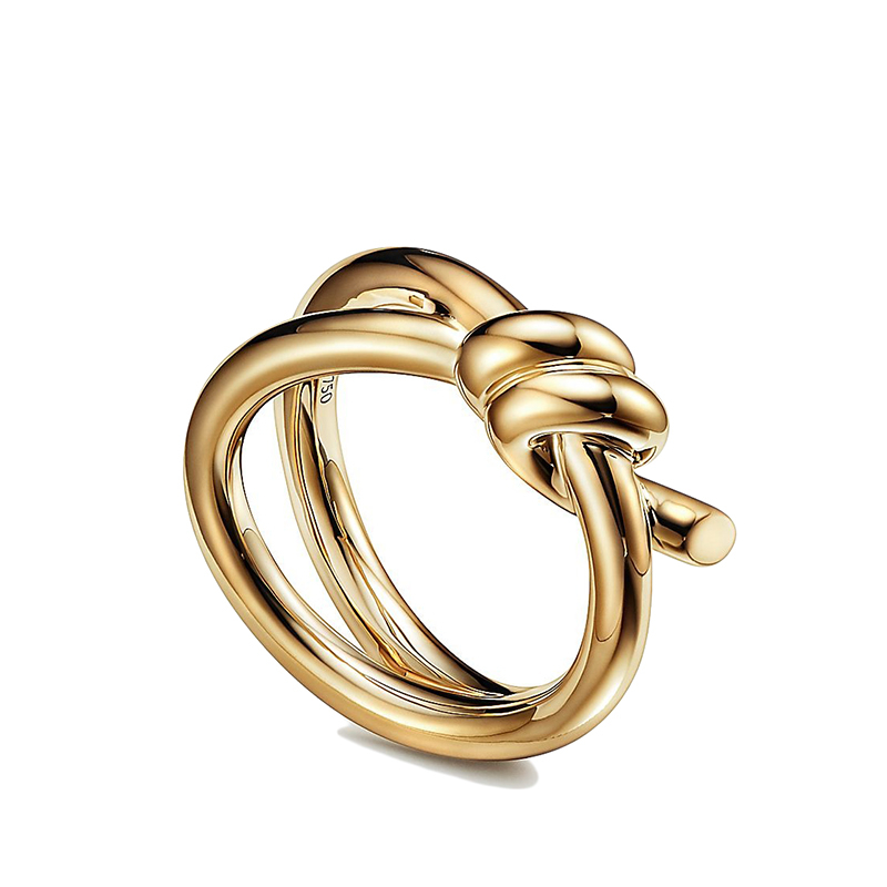商品Tiffany & Co.|  Tiffany & Co./蒂芙尼 22春夏新款 Knot系列 18K金 黄金色 双行绳结戒指GRP12000,价格¥21114,第3张图片详细描述