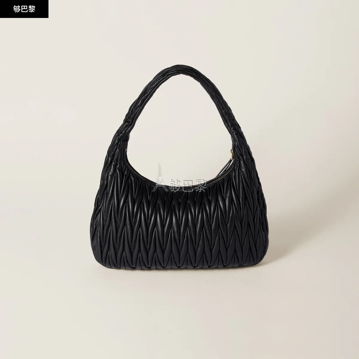 商品Miu Miu|【预售】 缪缪 25春夏 女士 手提包 Sac hobo Wander en cuir nappa matelassé 5BC170_N88_F0002_V_OOO,价格¥25215,第5张图片详细描述