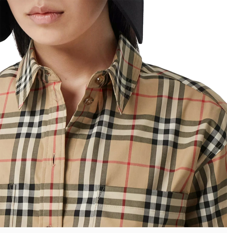 商品Burberry|Burberry 女士格纹短袖衬衫  8032393,价格¥2312,第5张图片详细描述