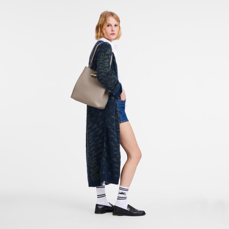 商品Longchamp|珑骧 Le Roseau系列中号女士黑色皮革手提包 10281HFP266（两色可选）,价格¥5810,第7张图片详细描述
