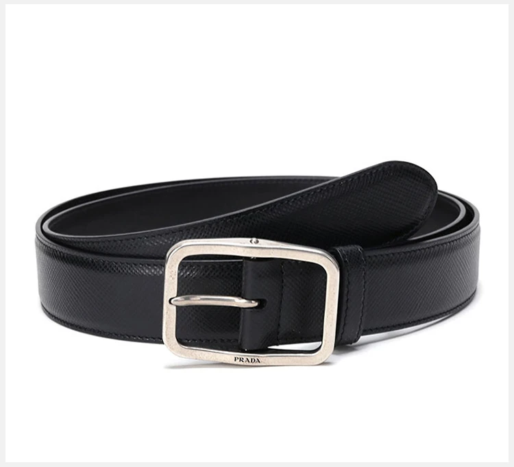 商品[国内直发] Prada|Prada 普拉达 男士黑色皮革复古简约时尚腰带 2CS013-2FAD-F0002,价格¥2609,第5张图片详细描述