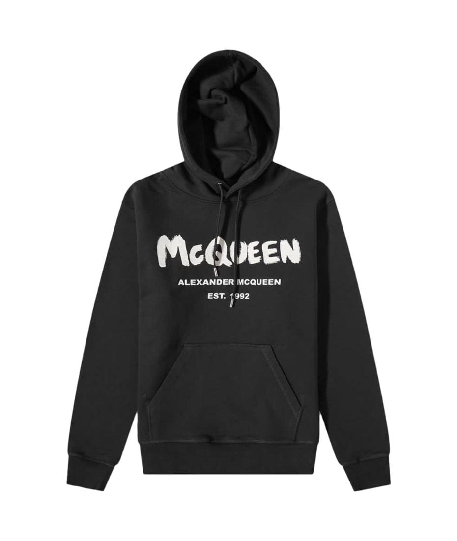 商品Alexander McQueen|ALEXANDER MCQUEEN 男士黑色棉质连帽卫衣 J2、,价格¥3336,第1张图片详细描述