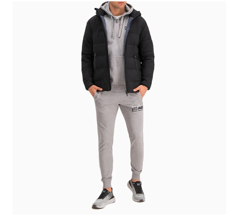 商品Emporio Armani|Emporio Armani 安普里奥 阿玛尼 男士黑色锦纶氨纶混纺连帽棉服长袖拉链外套时尚夹克 6GPB23-NB7Z-1200,价格¥1867,第5张图片详��细描述
