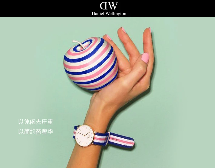 商品[国内直发] Daniel Wellington|Daniel Wellington 丹尼尔惠灵顿 蓝白红拼色表带不锈钢表盘男士手表 0203DW,价格¥431,第1张图片详细描述