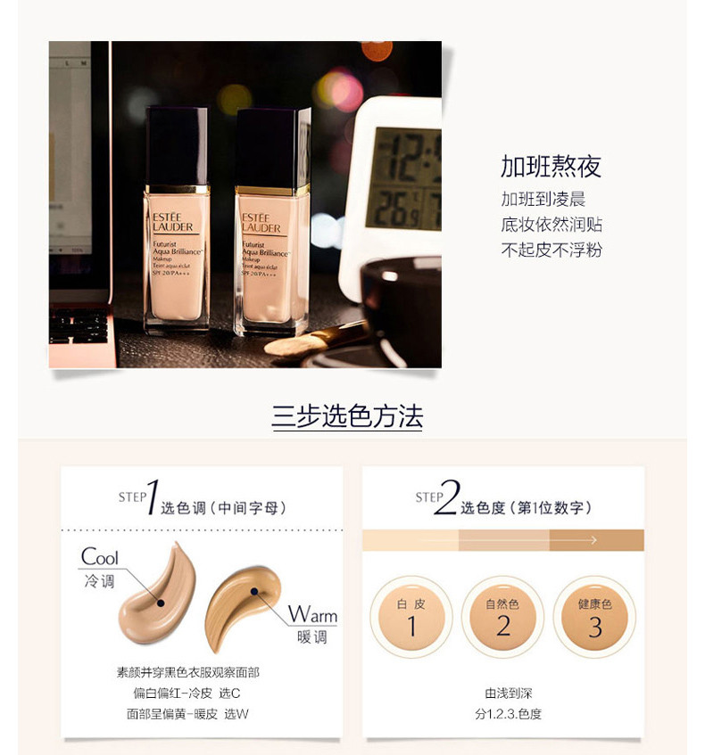 商品Estée Lauder|【新版】ESTEE LAUDER /雅诗兰黛 FUTURIST 沁水粉底液 SPF20/PA+++ 2C0 COOL VANILLA 30ML｜包邮【香港直发】,价格¥326,第8张图片详细描述