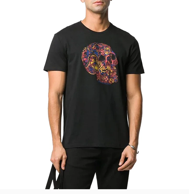 商品Alexander McQueen|ALEXANDER MCQUEEN 亚历山大·麦昆 男士黑色棉质T恤 649873-QQZ53-0901,价格¥1070,第4张图片详细描述