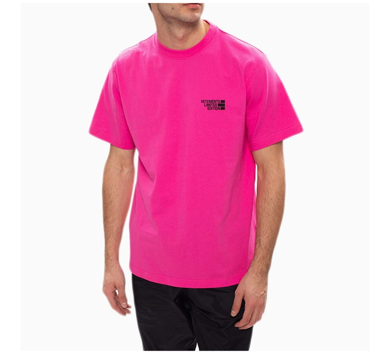 商品Vetements|VETEMENTS 女士粉红色黑色字母徽标圆领短袖T恤 UE51TR720P-HOTPINK,价格¥1122,第5张图片详细描述