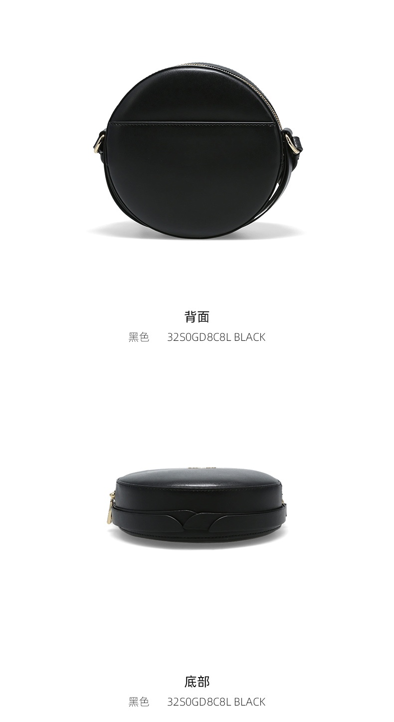 商品Michael Kors|Michael Kors DELANCEY中号女士牛皮革单肩斜挎圆饼包 32S0GD8C8L-BLACK,价格¥1364,第5张图片详细描述