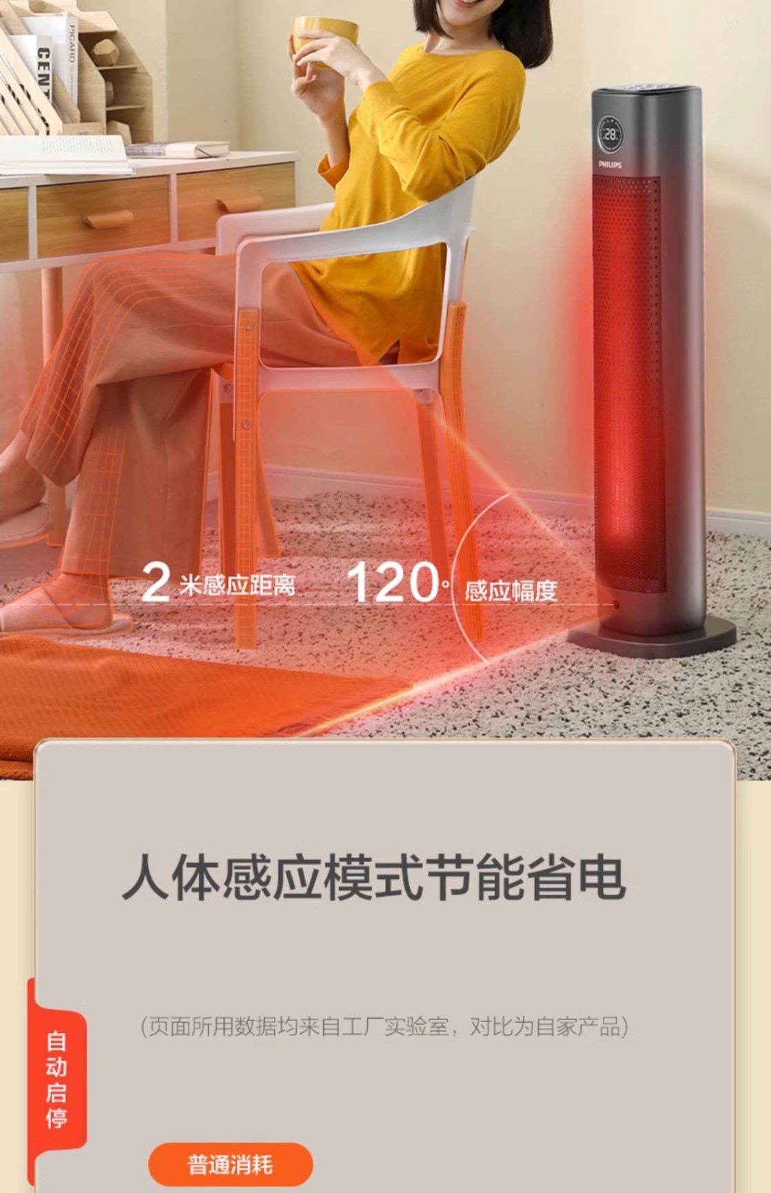 商品[国内直发] Philips|飞利浦暖风机电取暖器小型家用节能省电速热卧浴室婴儿暖气烤火炉,价格¥1143,第9张图片详细描述
