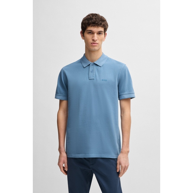 商品Hugo Boss|HUGO BOSS雨果BOSS ORANGE印有徽标的棉质珠地网眼Polo衫,价格¥687,第3张图片详细描述