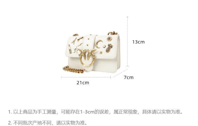 商品PINKO|品高定制款mini纯链条徽章飞��鸟燕子包女士单肩斜挎包,价格¥1988,第3张图片详细描述