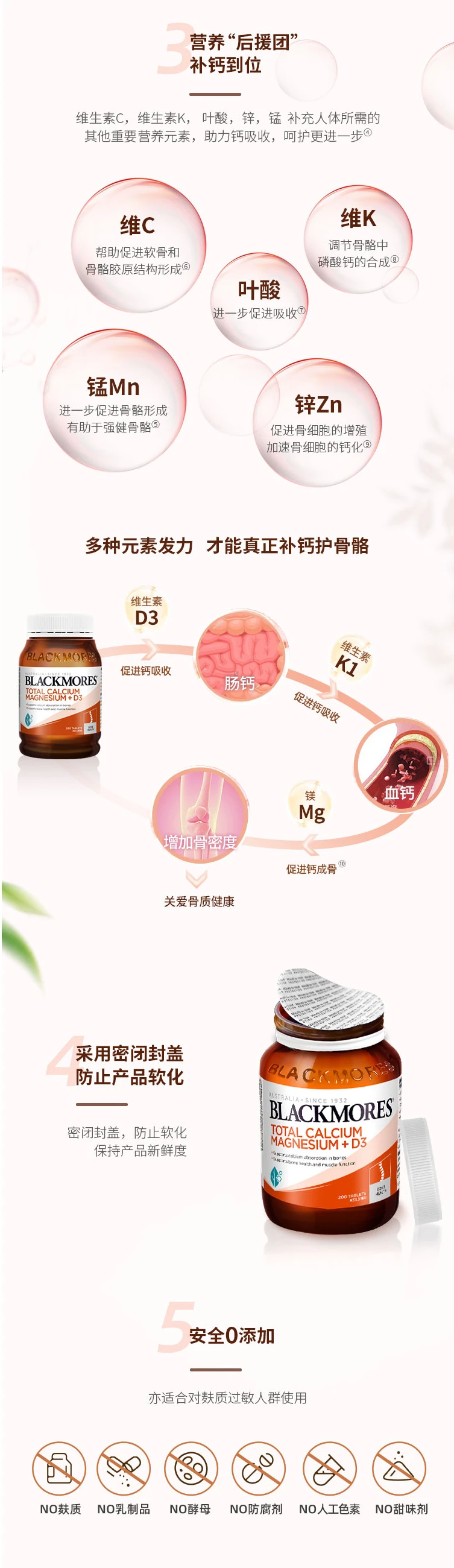 商品[国内直发] Blackmores|澳佳宝BLACKMORES活性钙镁片D3200片,价格¥152,第6张图片详细描述