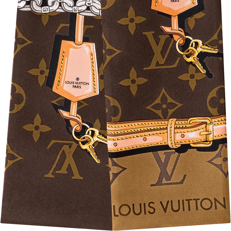 商品Louis Vuitton|【现货】路易威登 经典款 女士老花印花真丝丝巾M78655,价格¥1959,第5张图片详细描述