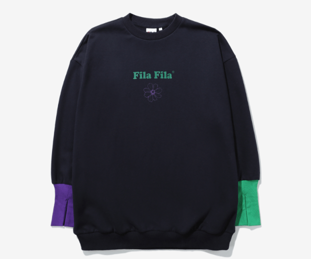 商品Fila|【享贝家】FILA女士运动休闲拼袖卫衣藏蓝色/灰色FS2POD3158F（特价活动款）,价格¥178,第10张图片详细描述