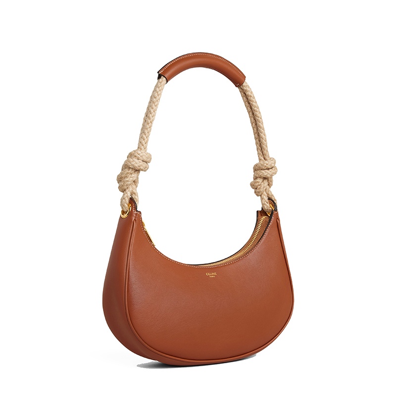 商品Celine|CELINE/赛琳 22新款AVA系列 女士棕色光滑小牛皮配绳质肩带单肩手提包 199393DGQ.04LU,价格¥13174,第4张图片详细描述