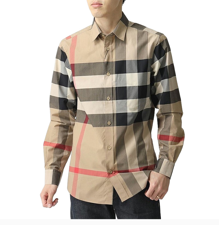 商品[国内直发] Burberry|BURBERRY 博柏利 经典长袖格纹男士衬衫 8010213,价格¥2462,第5张图片详细描述