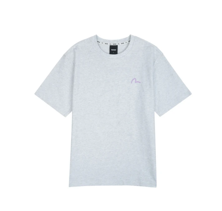 商品Evisu|【享贝家】（国内现货-QD）EVISU 福神 背后大标休闲宽松短袖T恤 男女同款 浅灰色 EU5UTS903MG,价格¥114,第2张图片详细描述