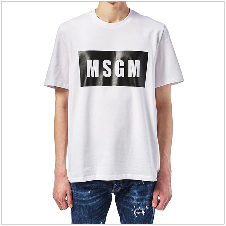 商品[国内直发] MSGM|MSGM 男士圆领混纺白色棉质短袖T恤 2440MM67-184299-01,价格¥420,第5张图片详细描述