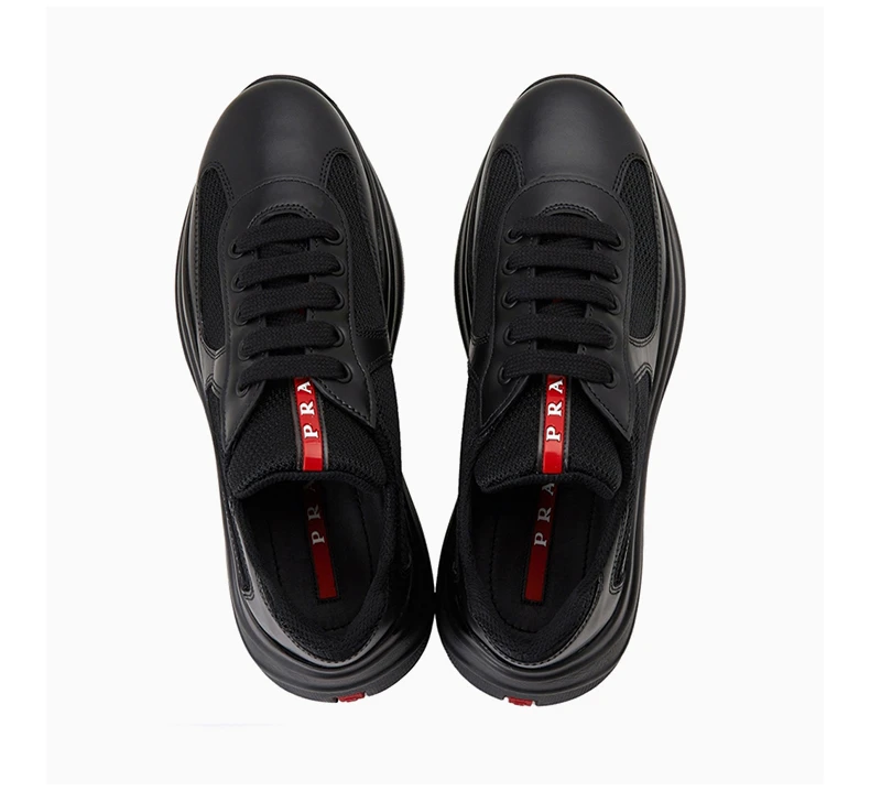 商品Prada|PRADA 女士黑色皮革织物拼接休闲运动鞋 3E6420-6GW-F0002,价格¥3419,第6张图片详细描述