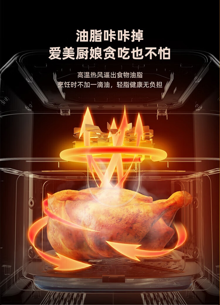商品[国内直发] Bear|小熊（Bear）空气炸锅 家用多功能锅3L 微电脑触控电炸锅 微蒸汽空气烤可拆卸易清洗QZG-E12W5,价格¥424,第7张图片详细描述