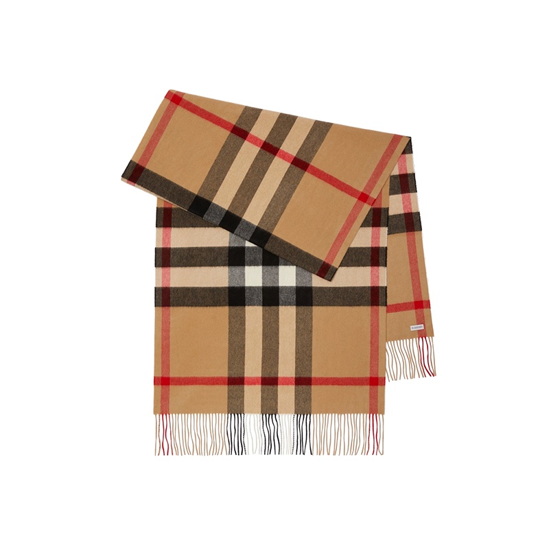 商品Burberry|Burberry/博柏利 新款格纹米色羊绒围巾披肩 女款 80784411,价格¥2610,第3张图片详细描述