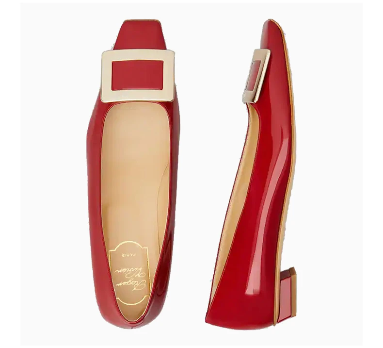 商品Roger Vivier|ROGER VIVIER 女士漆皮金属搭扣芭蕾舞鞋 RVW00700920-D1P-R406,价格¥4642,第6张图片详细描述