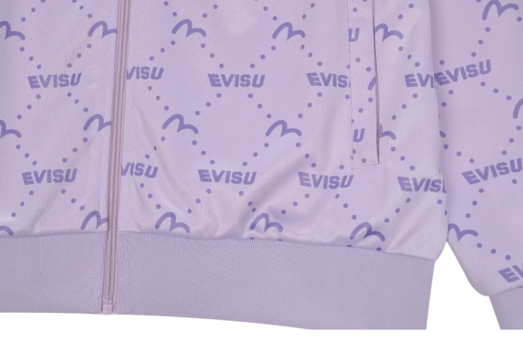 商品Evisu|【享贝家】（国内现货-QD）Evisu 福神 满印小标户外休闲运动套装卫衣外套 男女同款 紫色 ET3UZT901LV,价格¥378,第6张图片详细描述