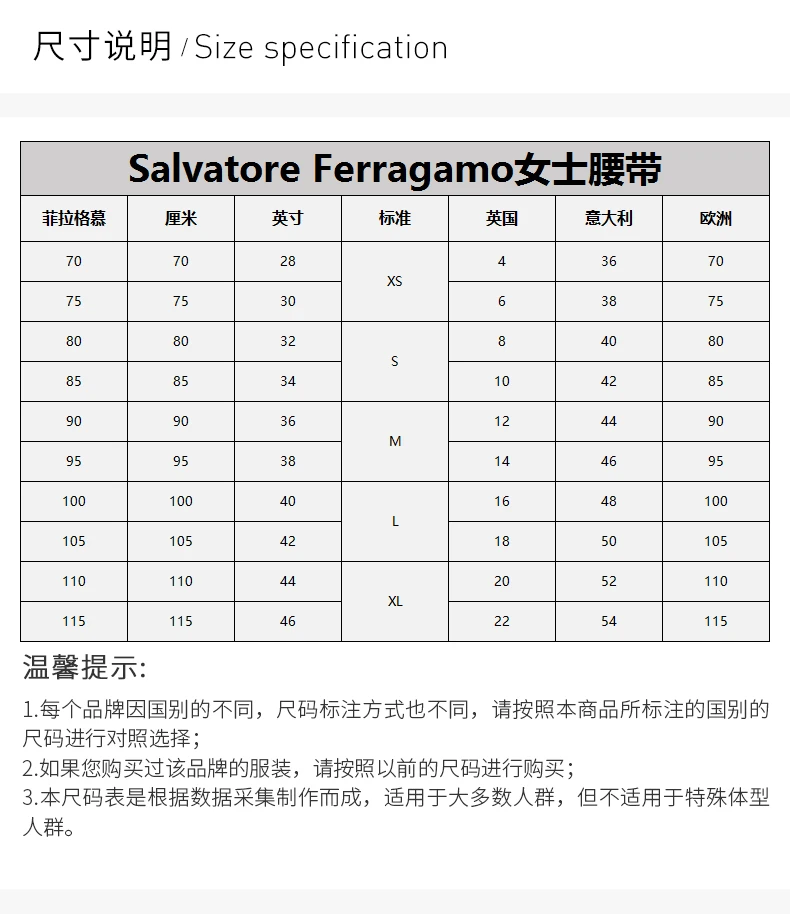 商品[国内直发] Salvatore Ferragamo|SALVATORE FERRAGAMO 黑色女士腰带 23-B180-580879,价格¥2647,第3张图片详细描述