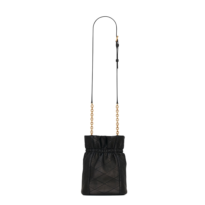 商品Yves Saint Laurent|SAINT LAURENT PARIS/圣罗兰 YSL 经典LE MAILLON系列 女士黑色柔软羊皮革钩扣开合单肩斜挎水桶包686310AAAJK1000,价格¥15502,第2张图片详细描述