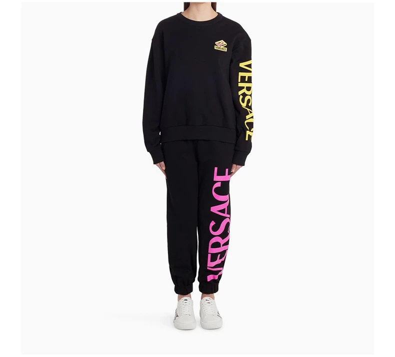 商品Versace|VERSACE 女士黑色霓虹标志图案运动衫 10021731-A01174-1B000,价格¥3624,第7张图片详细描述