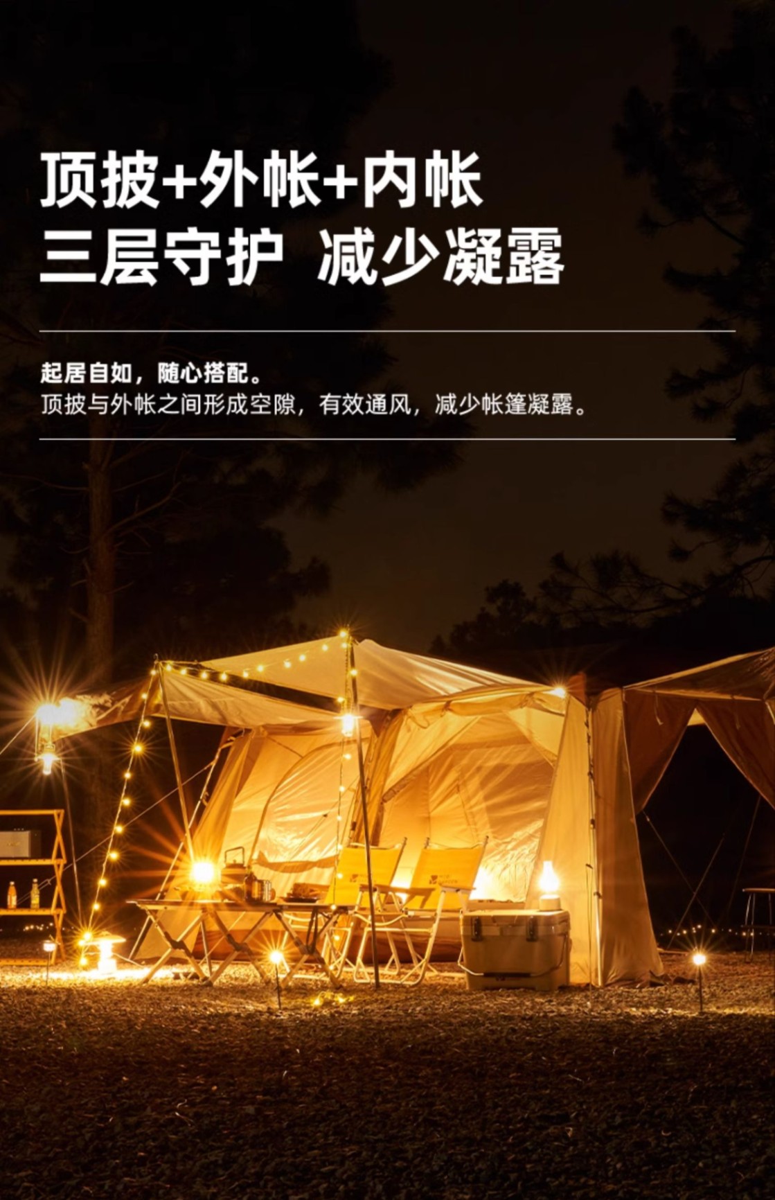 商品[国内直发] MobiGarden|户外露营帐篷秋冬保暖装备过夜折叠便携防雨防晒自动速开屋脊假日山居13,价格¥211,第22张图片详细描述