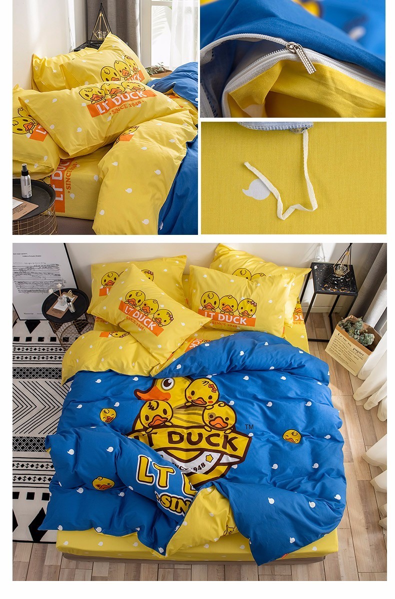 商品[国内直发] LT DUCK|小黄鸭 LT DUCK 全棉四件套 纯棉卡通可爱床上用品全棉双人床单被套200*230cm LTDUCK 经典黄 1.5/1.8米床适用,价格¥430,第8张图片详细描述