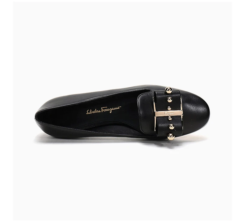 商品Salvatore Ferragamo|SALVATORE FERRAGAMO 女士黑色皮革乐福鞋 0705679,价格¥2228,第6张图片详细描述