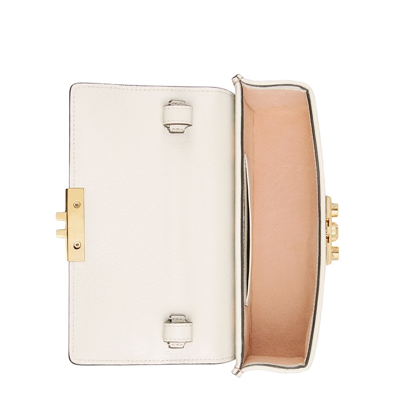 商品Gucci|【包税】GUCCI/古驰 21秋冬新款Padlock系列 女士迷你水果图案印花老花帆布白色皮革金扣斜挎单肩包652683UM6AG8295,价格¥8550,第3张图片详细描述