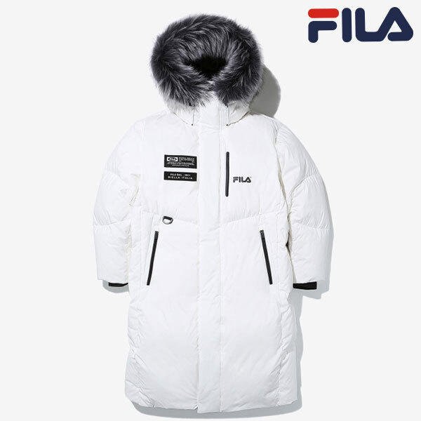 商品Fila|【Brilliant|反季折扣】FILA 鹅绒 KINGDOM 3.0 男女通用 长款羽绒服 FS2DJD4202MOWH,价格¥962,第1张图片详细描述