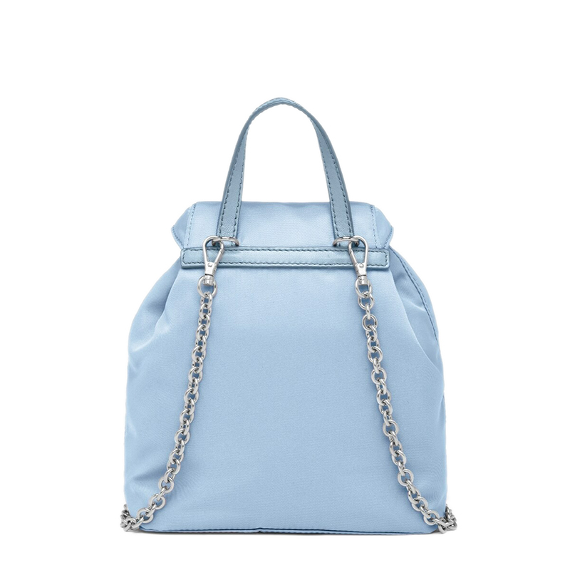 商品Prada|PRADA/普拉达 22春夏新款 女士迷你天蓝色尼龙配皮银扣银链多功能单肩斜跨手提双肩背包1BH029_RV44_F0076_V_DOO,价格¥11204,第3张图片详细描述