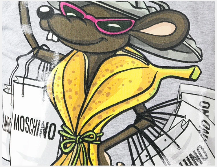 商品[国内直发] Moschino|Moschino 莫斯奇诺 女士灰色圆领纯棉短袖T恤 A0701-9140-1485,价格¥672,第7张图片详细描述