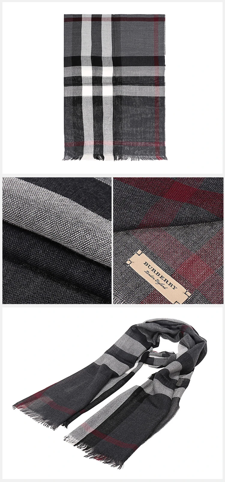 商品Burberry|BURBERRY 格纹男士围巾 4000328,价格¥1966,第8张图片详细描述