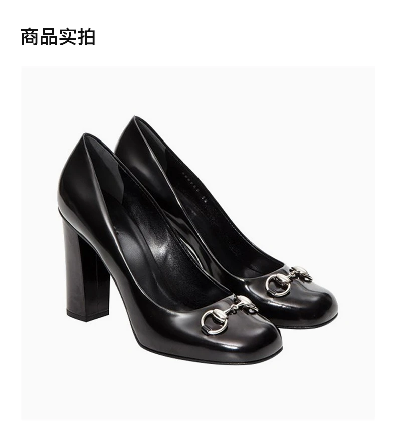 商品[国内直发] Gucci|GUCCI 女士黑色漆皮高跟鞋 388920-CLG00-1000,价格¥5852,第3张图片详细描述