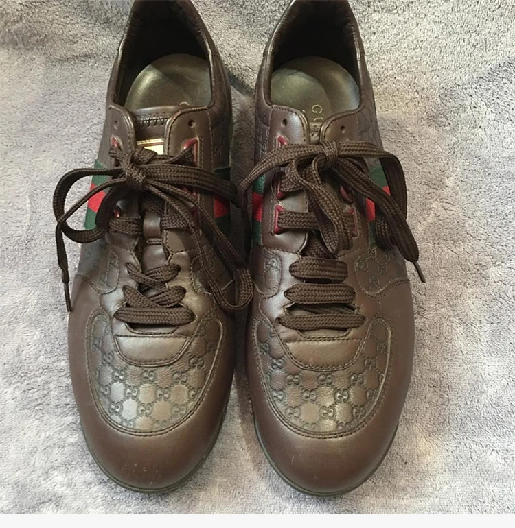 商品[国内直发] Gucci|GUCCI 古驰 男士深棕色皮革运动鞋 233334-A9LA0-2051,价格¥4217,第7张图片详细描述