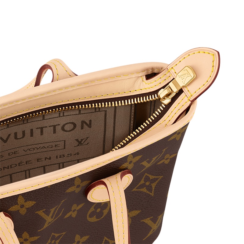 商品Louis Vuitton|【预售十天】路易威登 23新款 Neverfull女士迷你浅褐色交织字母帆布配皮手提包 M46705,价格¥15385,第3张图片详细描述