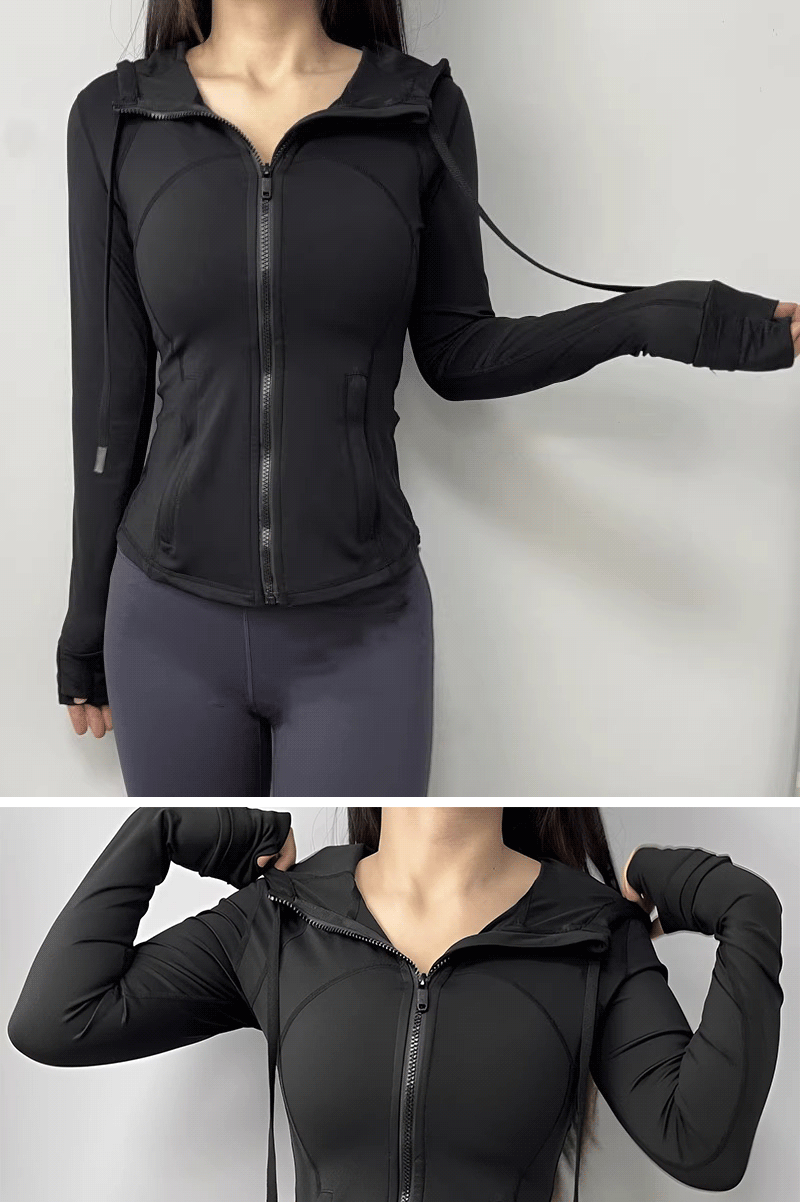 商品[国内直发] GLENVINTEN|格兰云顿新品秋冬连帽防晒速干外套女瑜伽服上衣长袖运动,价格¥369,第7张图片详细描述