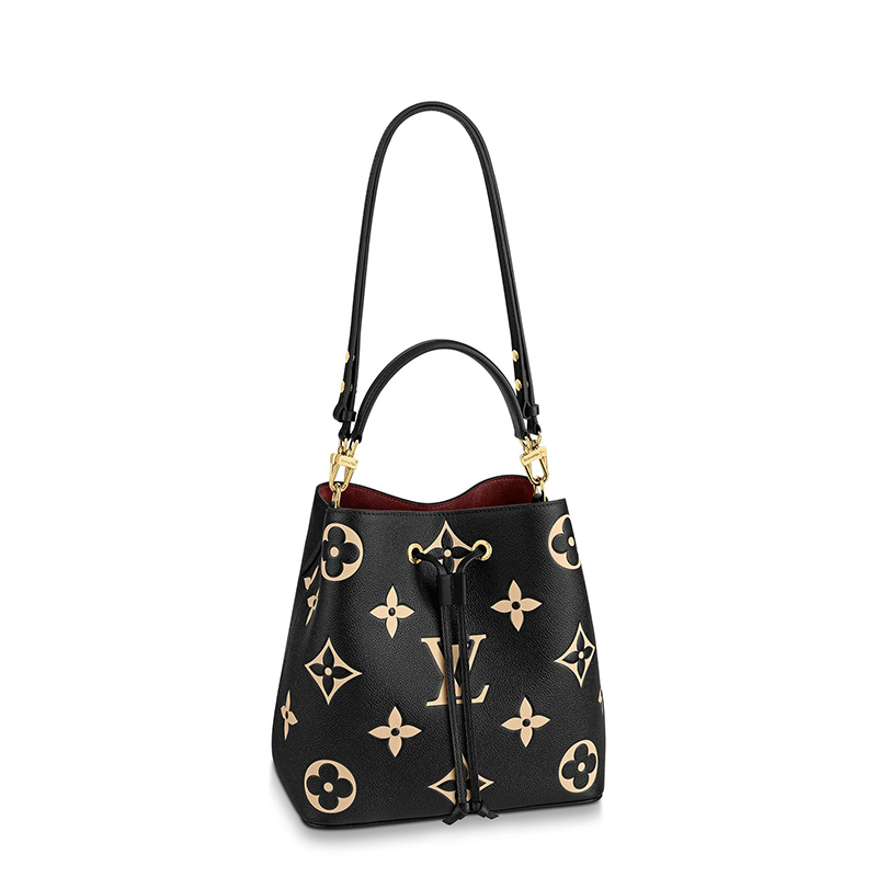 商品Louis Vuitton|预售十天 Louis Vuitton/路易威登 经典款NÉONOÉ系列 女士黑色/米白色老花压纹粒面牛皮革金扣配可拆卸肩带单肩斜跨手提水桶包M45497,价格¥19920,第2张图片详细描述