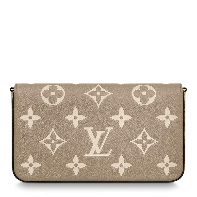 商品Louis Vuitton|预售十天 Louis Vuitton/路易威登 22春夏新款FÉLICIE系列 女士大象灰粒面牛皮革奶白色老花印花金扣金链配可拆卸贴袋翻盖开合单肩斜挎手拿链条信封包M69977,价格¥11967,第4张图片详细描述