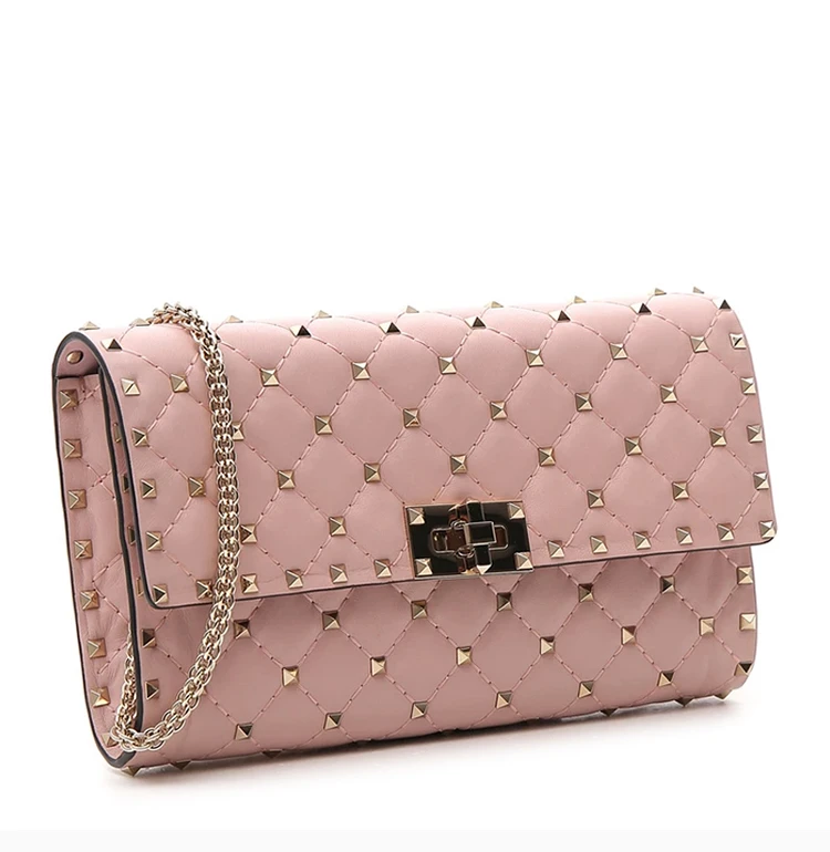 商品[国内直发] Valentino|Valentino 华伦天奴 Rockstud系列19春夏女士羊皮铆钉装饰链条包单肩斜挎包 RW2B0137-NAP-W34,价格¥10030,第5张图片详细描述