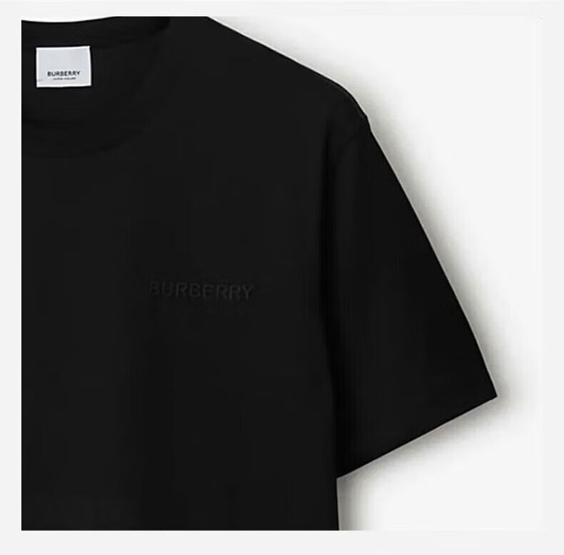 商品Burberry|【现货】博柏丽 男士黑色纯色棉质字母刺绣圆领短袖T恤 80839411,价格¥1478,第11张图片详细描述