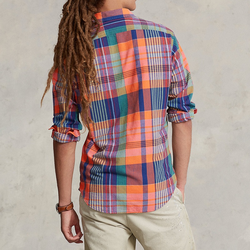 商品Ralph Lauren|拉夫劳伦 男士多色格子纯棉尖领长袖衬衫,价格¥1993,第3张图片详细描述